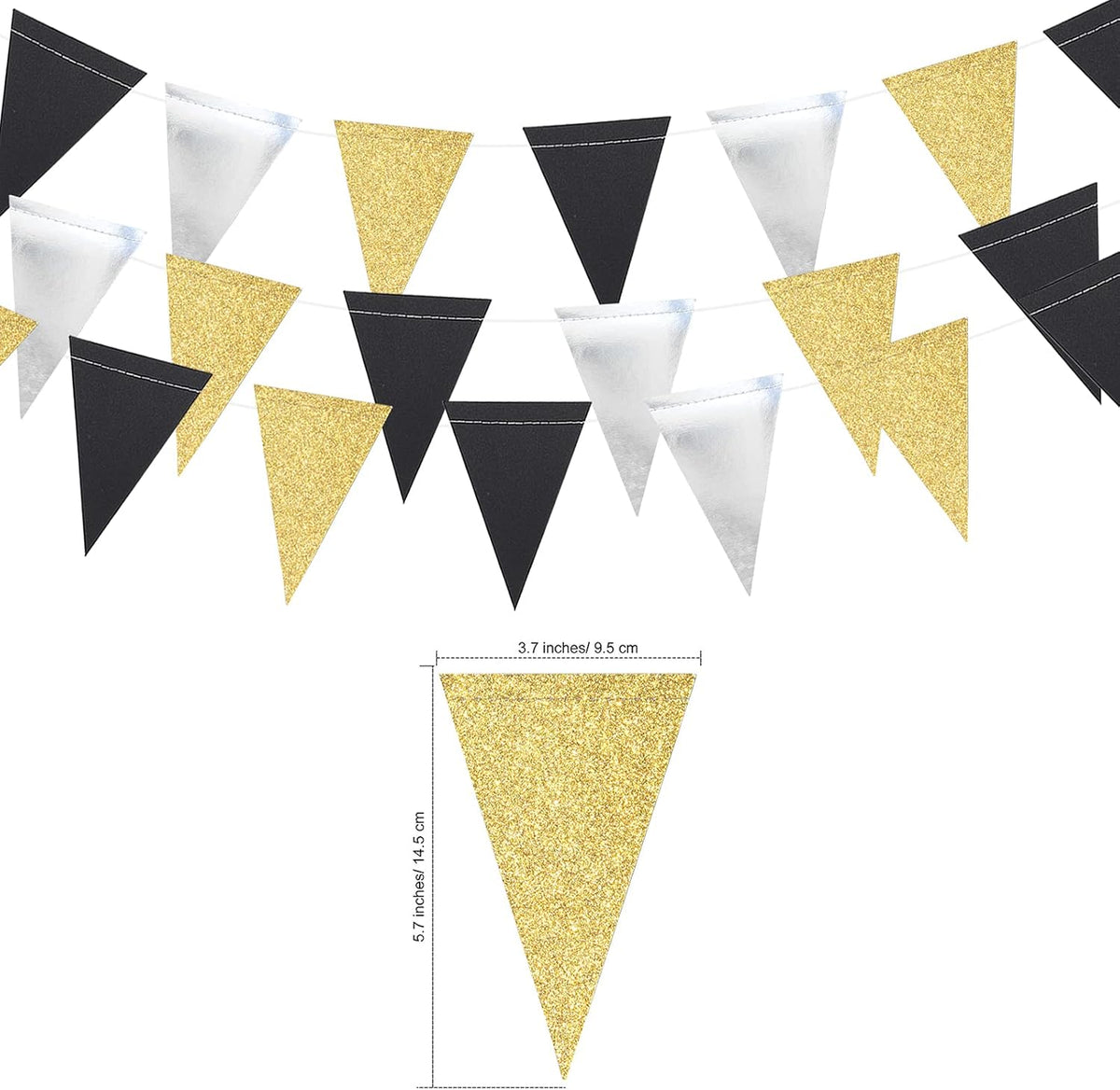 Triangle Flag Bunting Banner, MerryNine 3 Pack 30 Feet Vintage Style Pennant Banner for Wedding