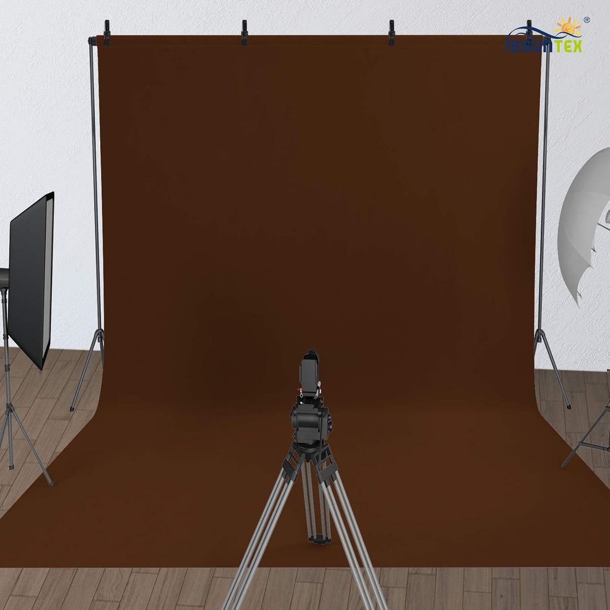 ISSUNTEX 5X7 ft/1.5X2.1 Meters Brown Background Photo Backdrop, Photo Studio, Collapsible High