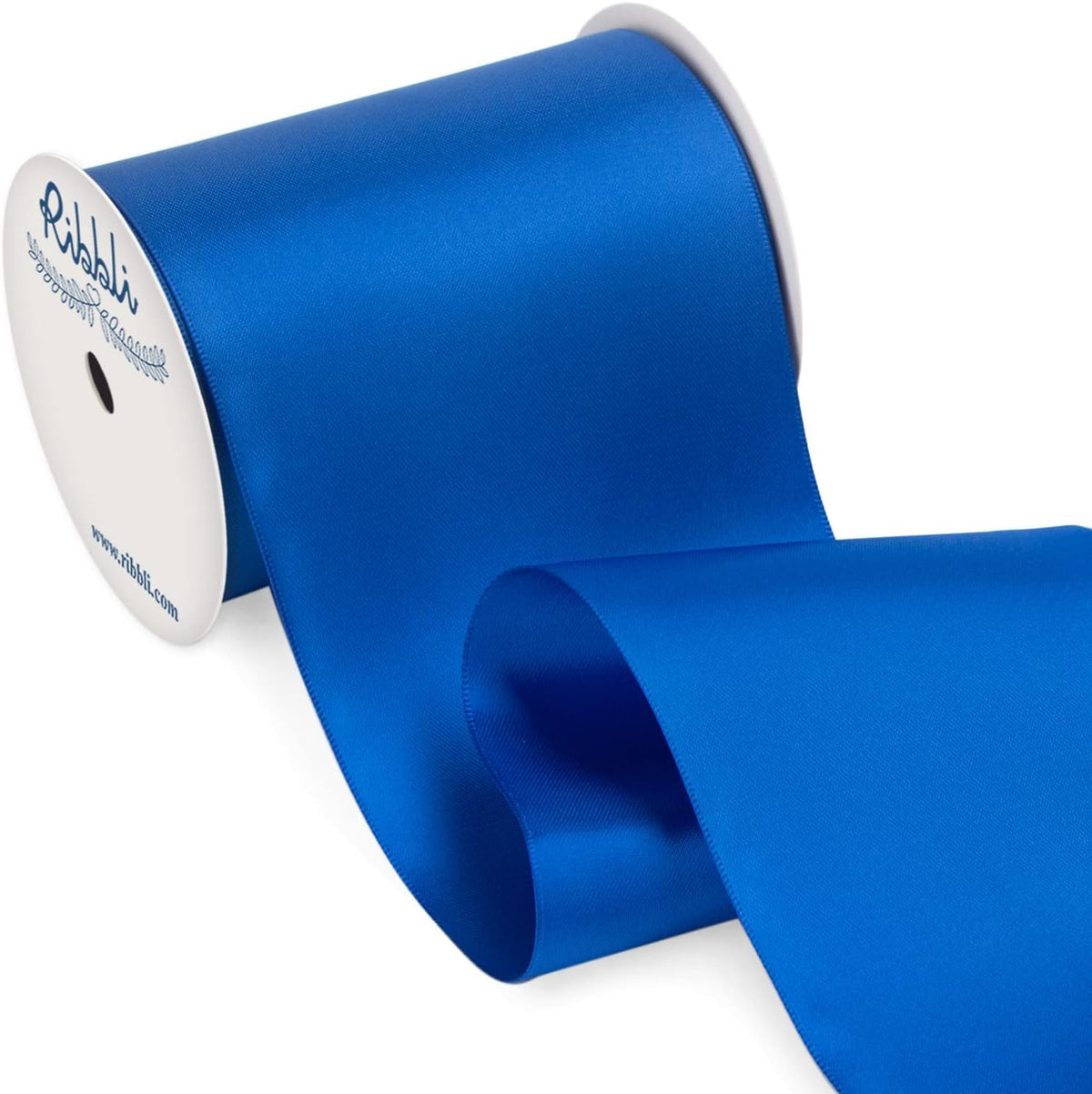 Ribbli Royal Blue Satin Ribbon 4 Inch Wide Blue Ribbon for Wedding Chair Sash Grand Opening