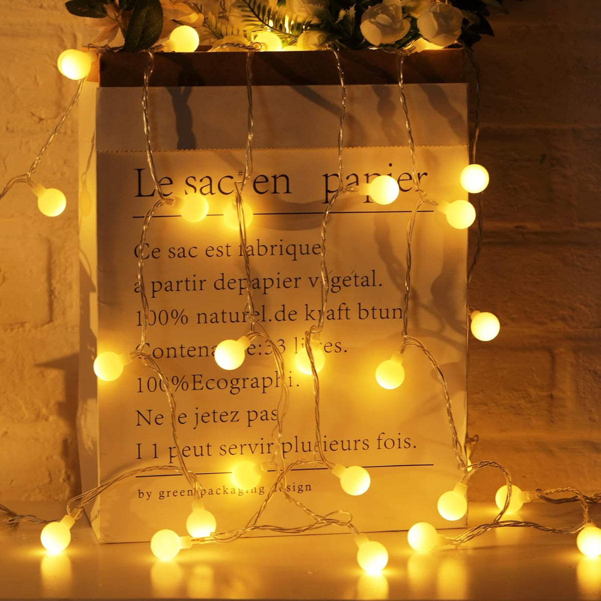Minetom Globe String Lights, 33 Feet 100 Led Fairy Lights Plug in, 8 Modes with Remote Mini Globe