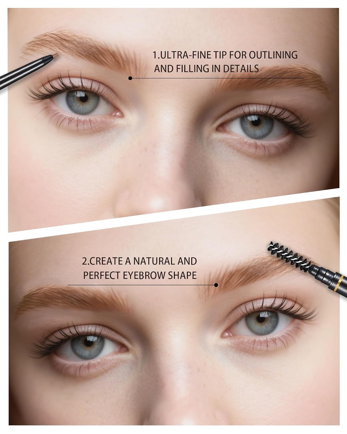Light Brown Eyebrow Pencils for Women, 12Pcs Ultra Slim Eyebrow Pencil with 2 Brow Razors Kit