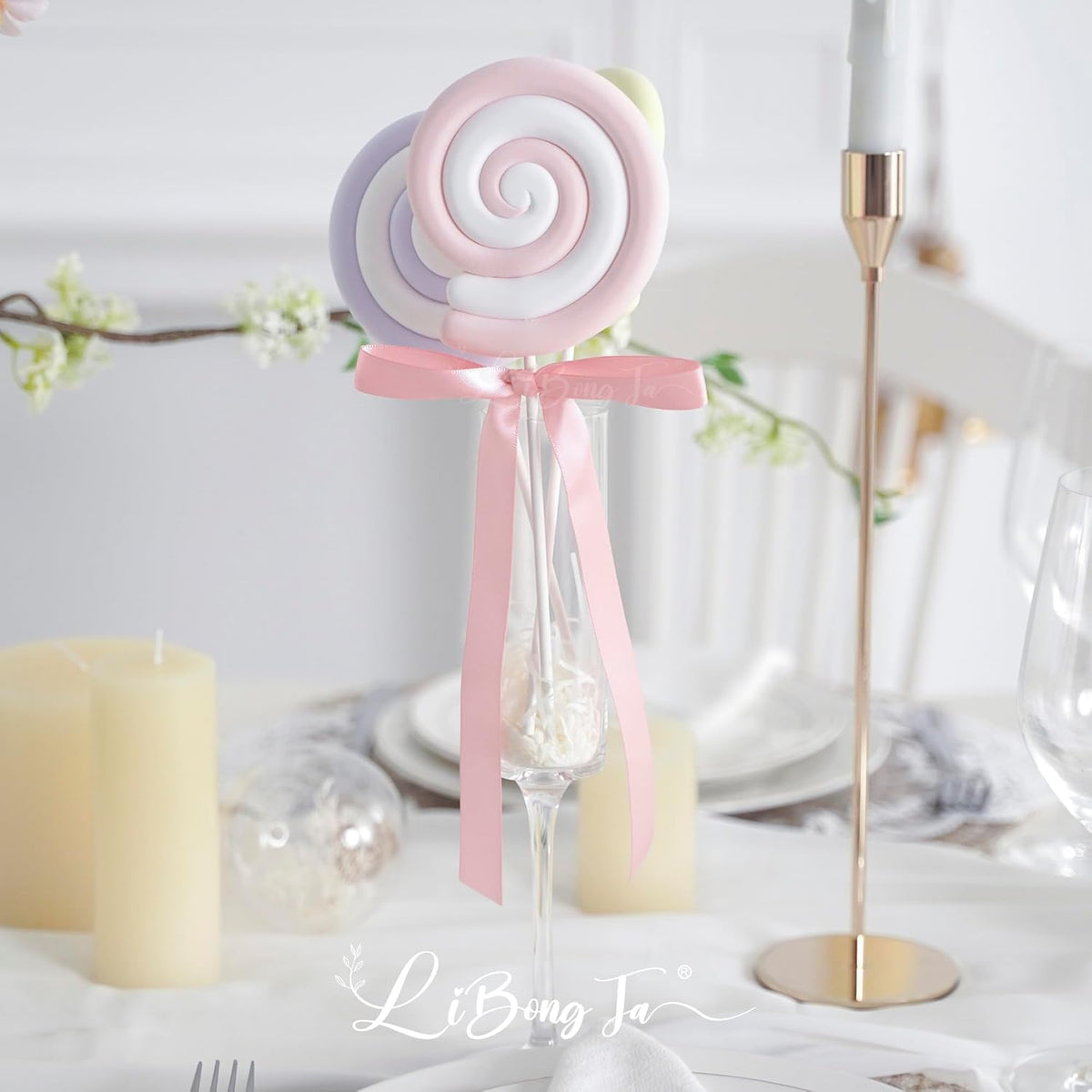 50 PCs Pink Bow 5 Inch Long Tail Bows for Gift Wrapping, Easter Bow Party Decorations, Twist Tie