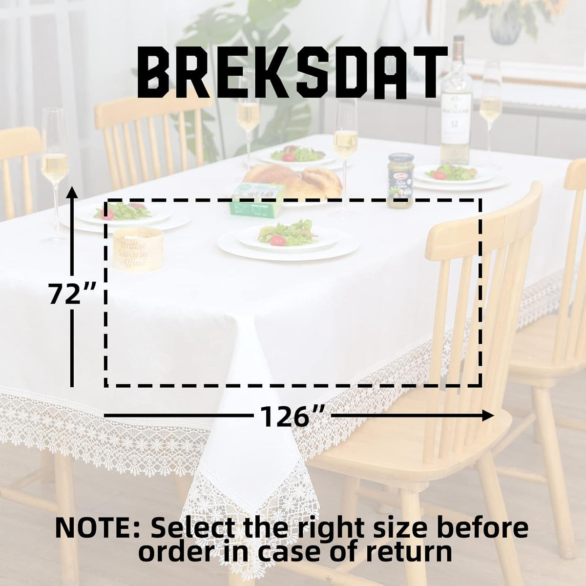 White lace Premium Rectangle Farmhouse Tablecloth Waterproof OilProof SpillProof AntiShrink Soft