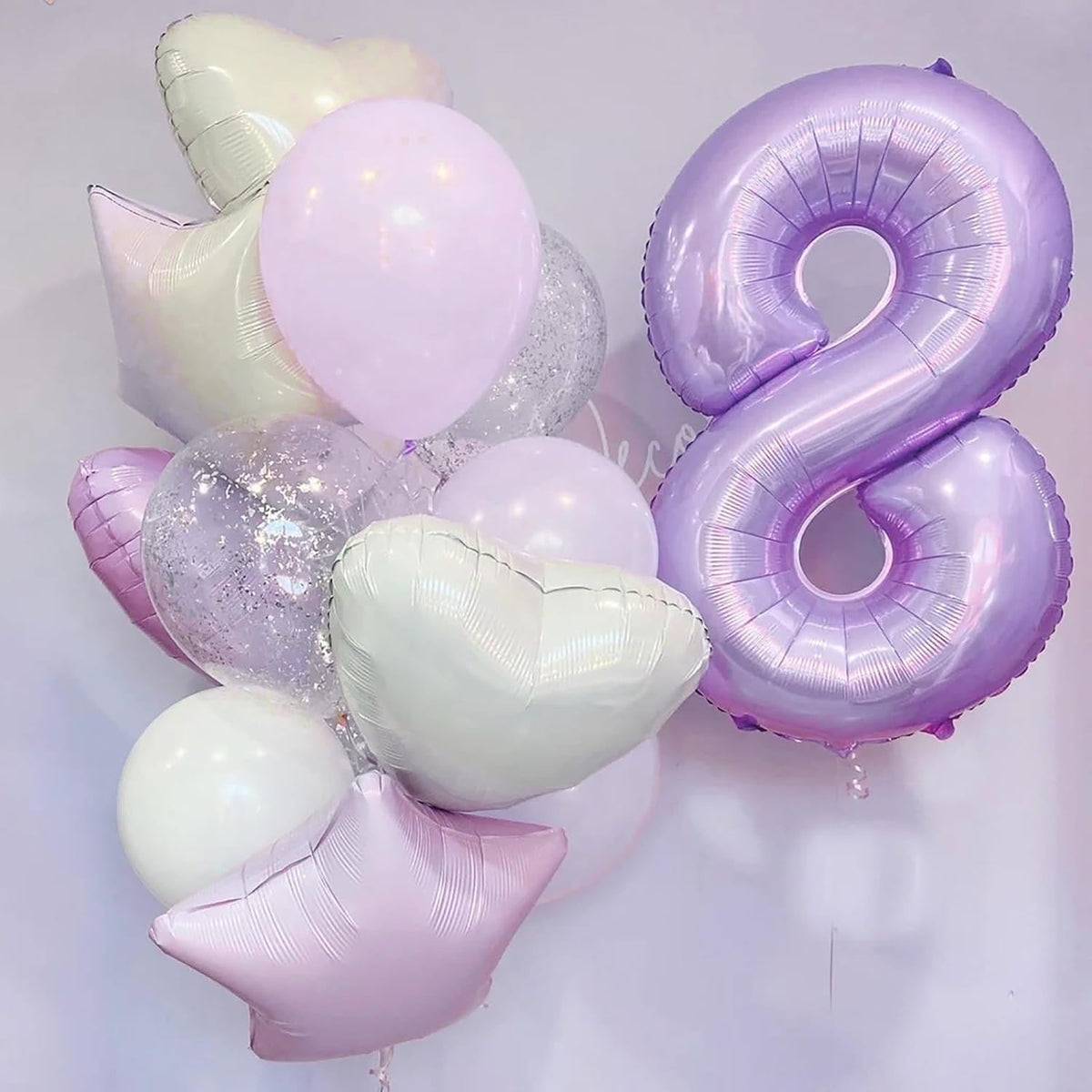 Pastel Purple 5 Balloons, 40 Inch Giant Dusty Light Purple Mylar Foil Number 0-9 Helium Balloon for