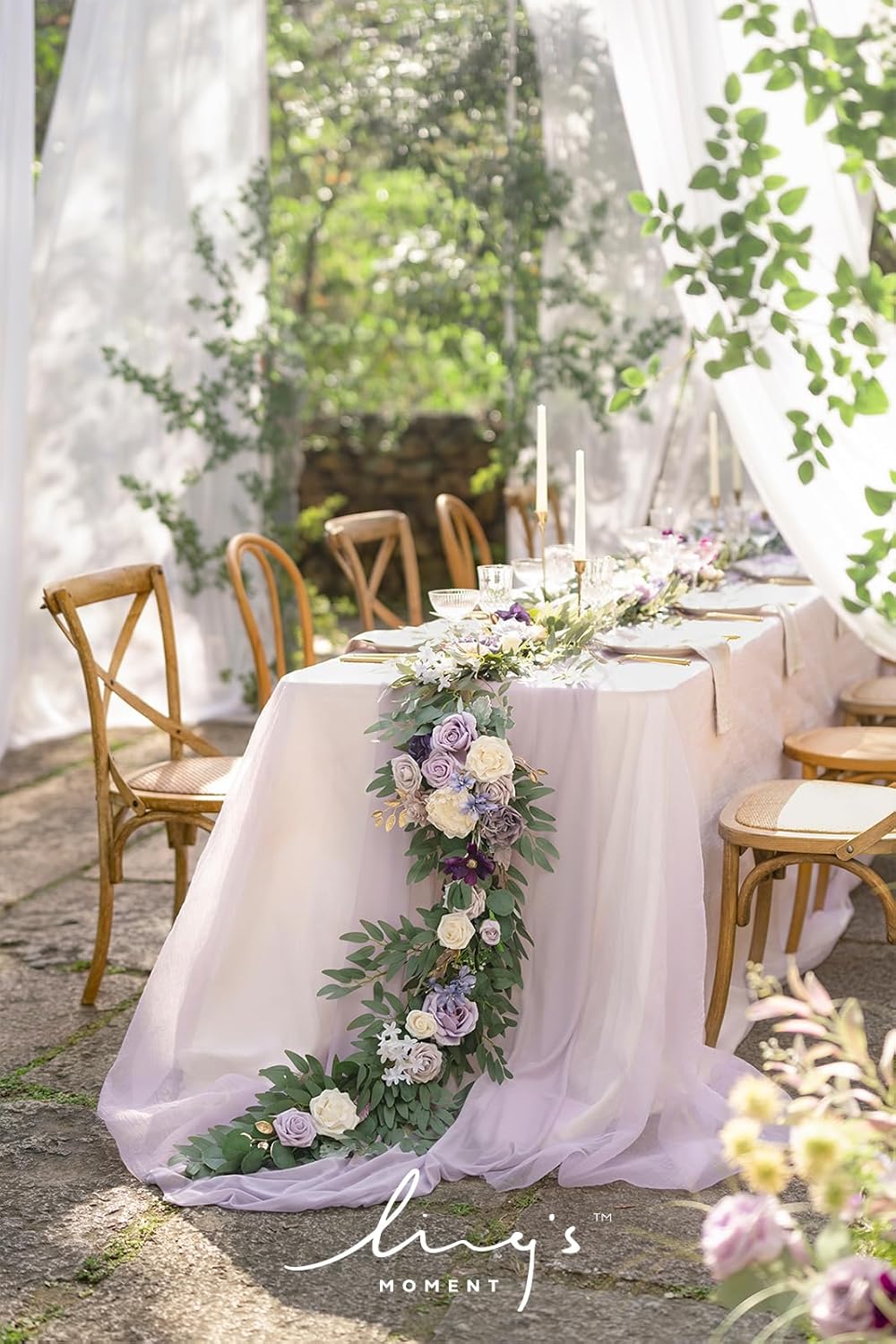 Ling's Moment Flower Garland - 6FT Eucalyptus & Rose - Sweetheart Table Decor for Wedding