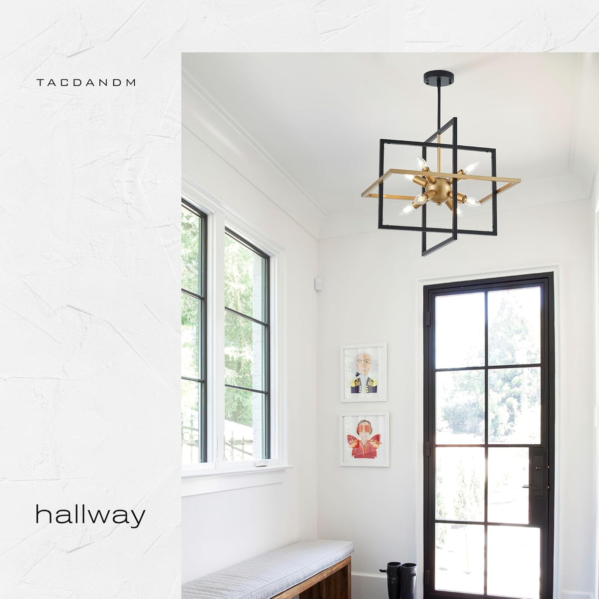 18.9'' Black Gold 8-Light Sputnik Chandelier Modern Industrial Adjustable Hanging Geometric Pendant