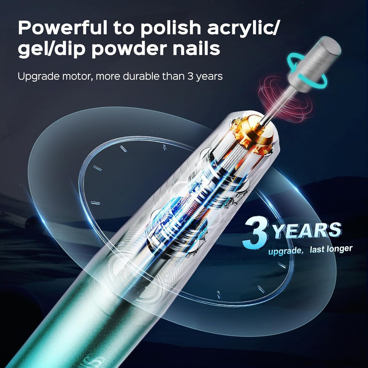 COSLUS Electric Nail Drill File Professional: for Acrylic Gel Dip Powder Nails Portable Nail