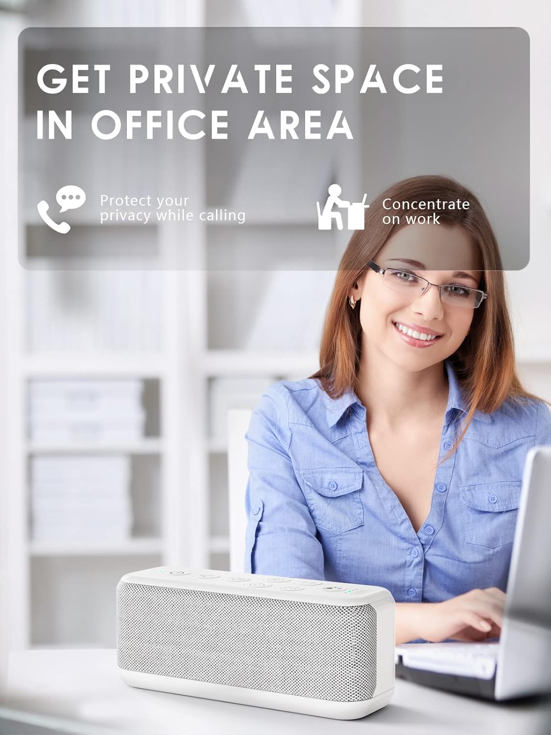OnLyee White Noise Machine for Office Privacy & Noise Canceling, USB Rechargeable Sound Machine for