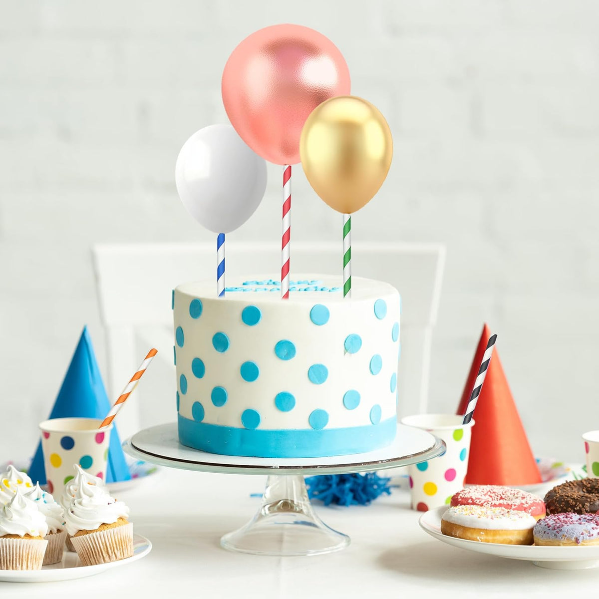 200 Striped Paper Straws, Biodegradable Disposable Drinking Colorful Straws for Birthdays, Coffee