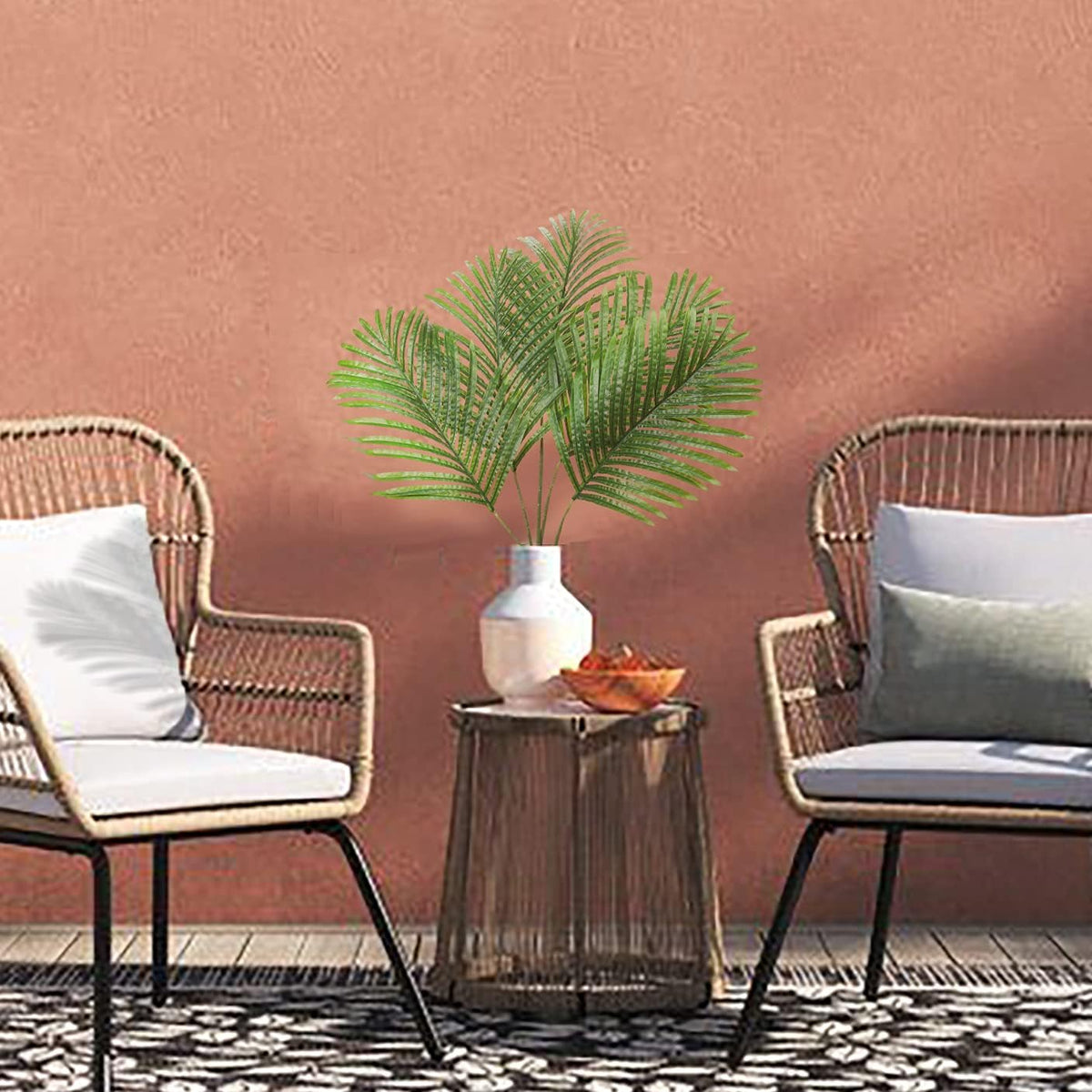 DILATATA 10 PCS Large Artificial Palm Leaves Palm Fronds Tropical Leaves Areca Palm Branches Palm