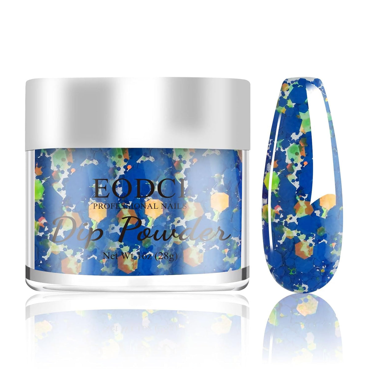 Dopamine Nail Dip Powder - Blue Glitter Hexagon Sequins Paillette Dip Powder Nails - Long-lasting