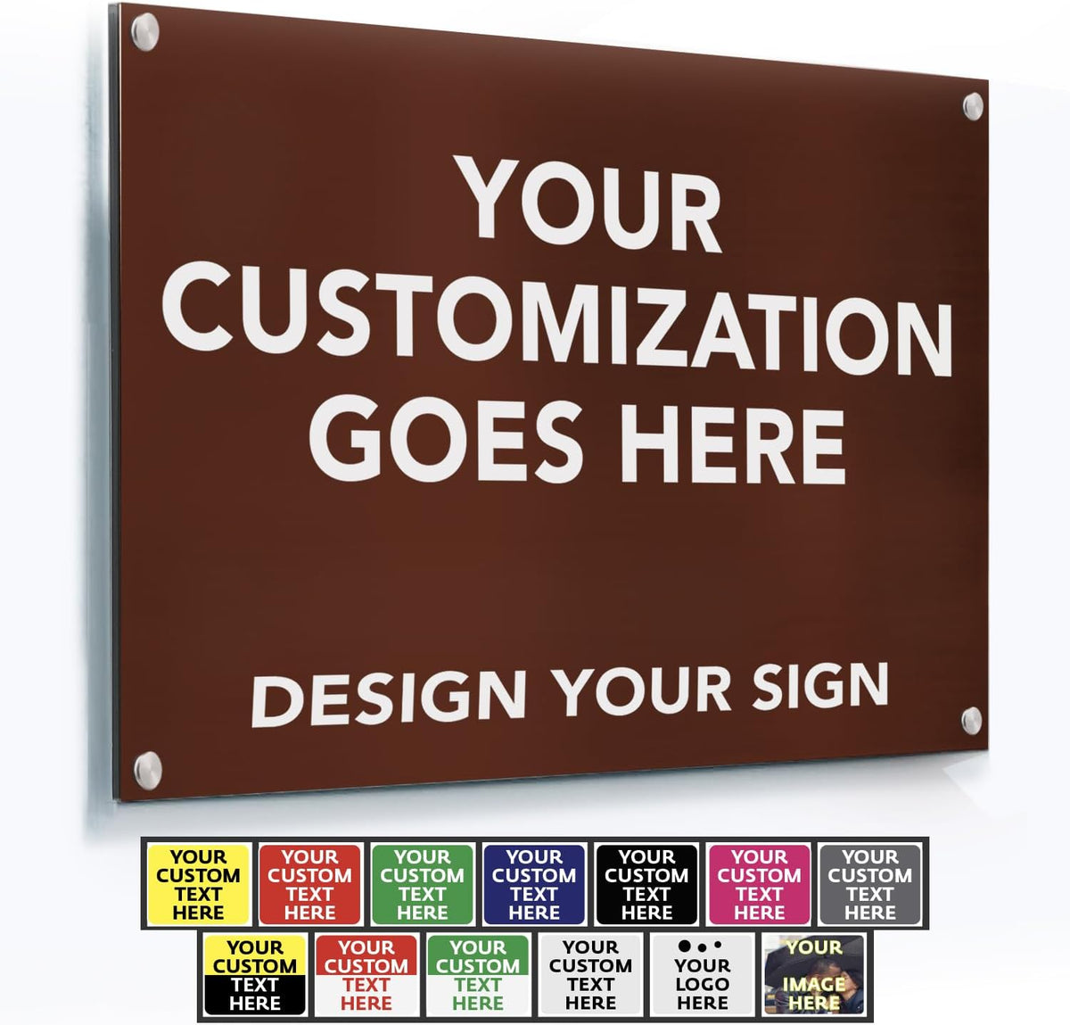 SPEEDYORDERS Custom Aluminum Business Sign, Rustic Modern Style, Brown, 36x24 Inches