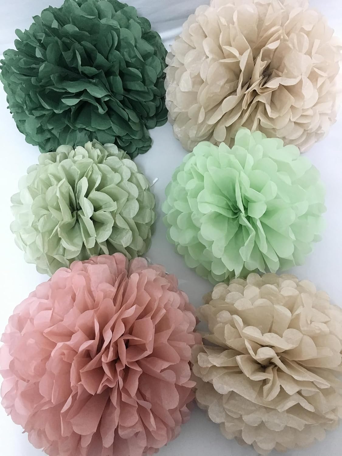 Tissue Paper Pom Poms Kit Paper Flowers 12pieces for Gender Baby Shower Wedding Bridal Bachelorette