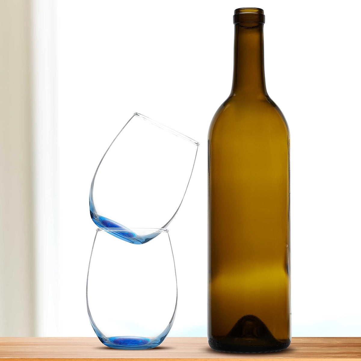 DISCOUNT PROMOS Stemless Wine Glass 9 oz. Set of 10, Bulk Pack - Great for Wedding Favors