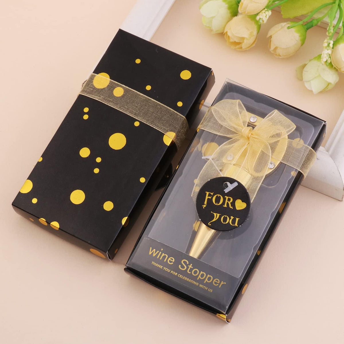 12 Pack 70 Wine Stopper Party Favors Anniversary Party Gifts Black and Gold Birthday Party Gifts