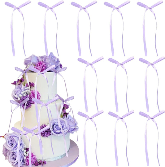 Ephlyn 30Pcs Bow Cupcake Toppers Valentine's Bowknot Ribbons Coquette Bow High Footed Cup Balloon