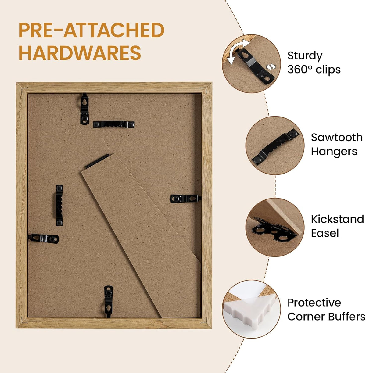7x9 Picture Frame,Solid Oak Wood 7"x9" Photo Frame,Natural Oak Color Tempered Real Glass 7 by 9