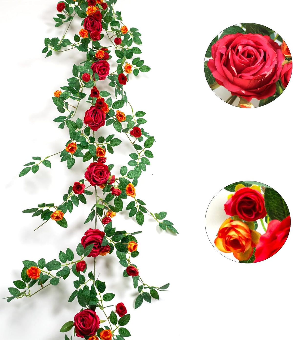 6FT Bendable Flower Garland, Artificial Rose Vine Hanging Floral Garland Decoration for Weding Home
