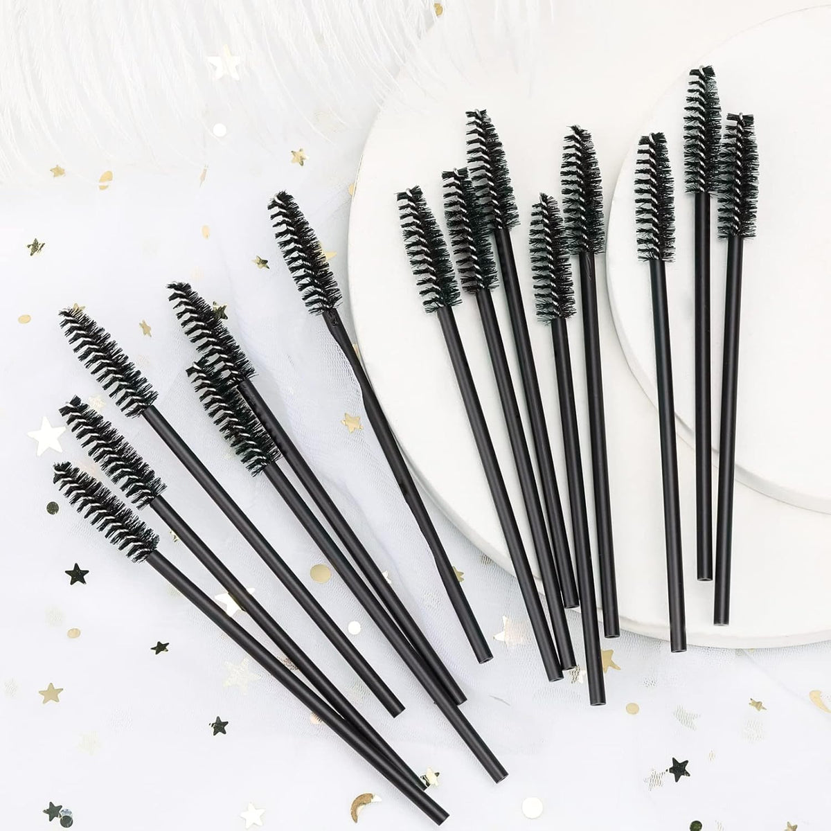 300 Disposable Spoolies Mascara Eyelash Wands Brush for Eyelash Extension Eyebrow and Makeup Color
