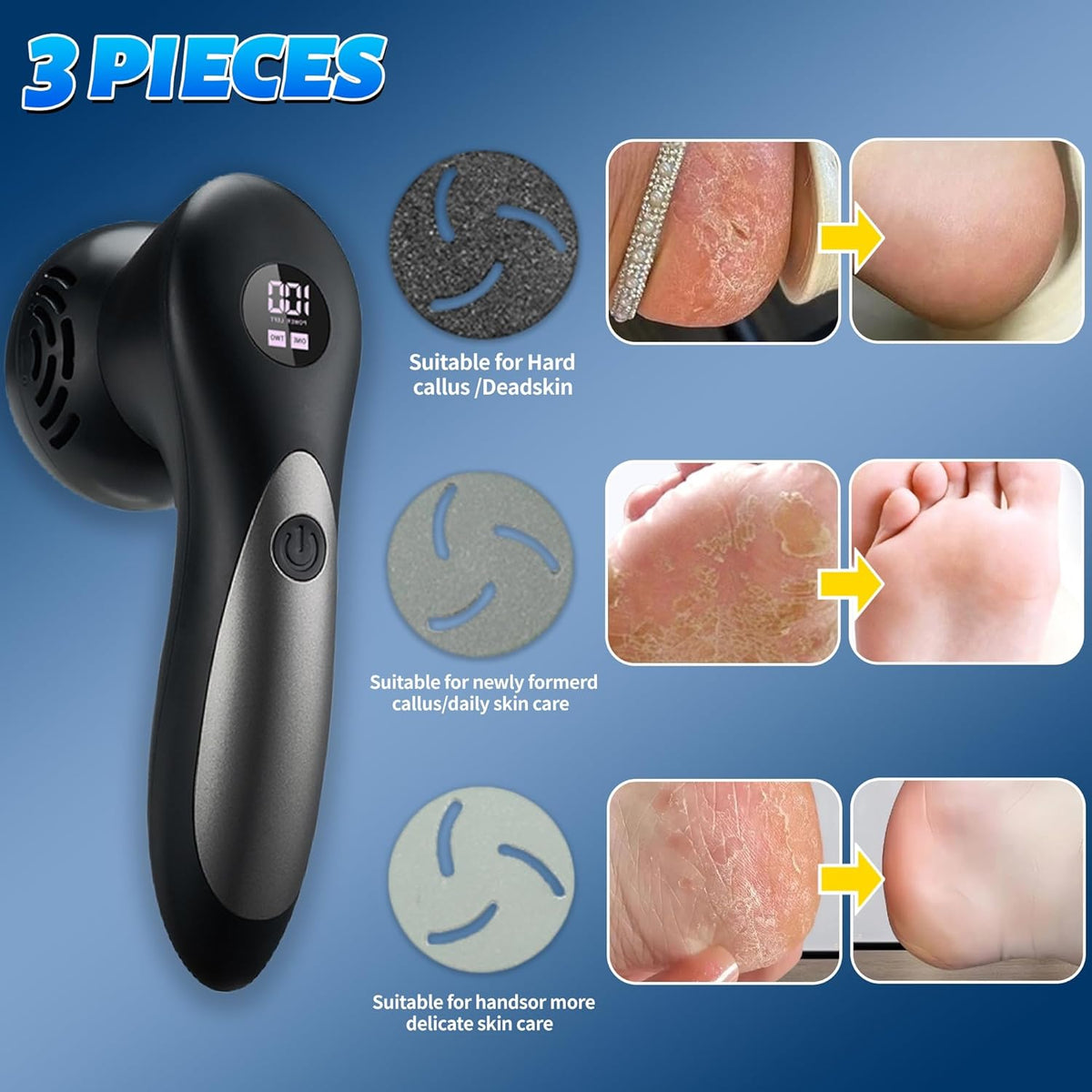 Electric Feet Foot Callus Remover Equipped with A Vacuum System Foot Scrubber 17 in 1 Professional