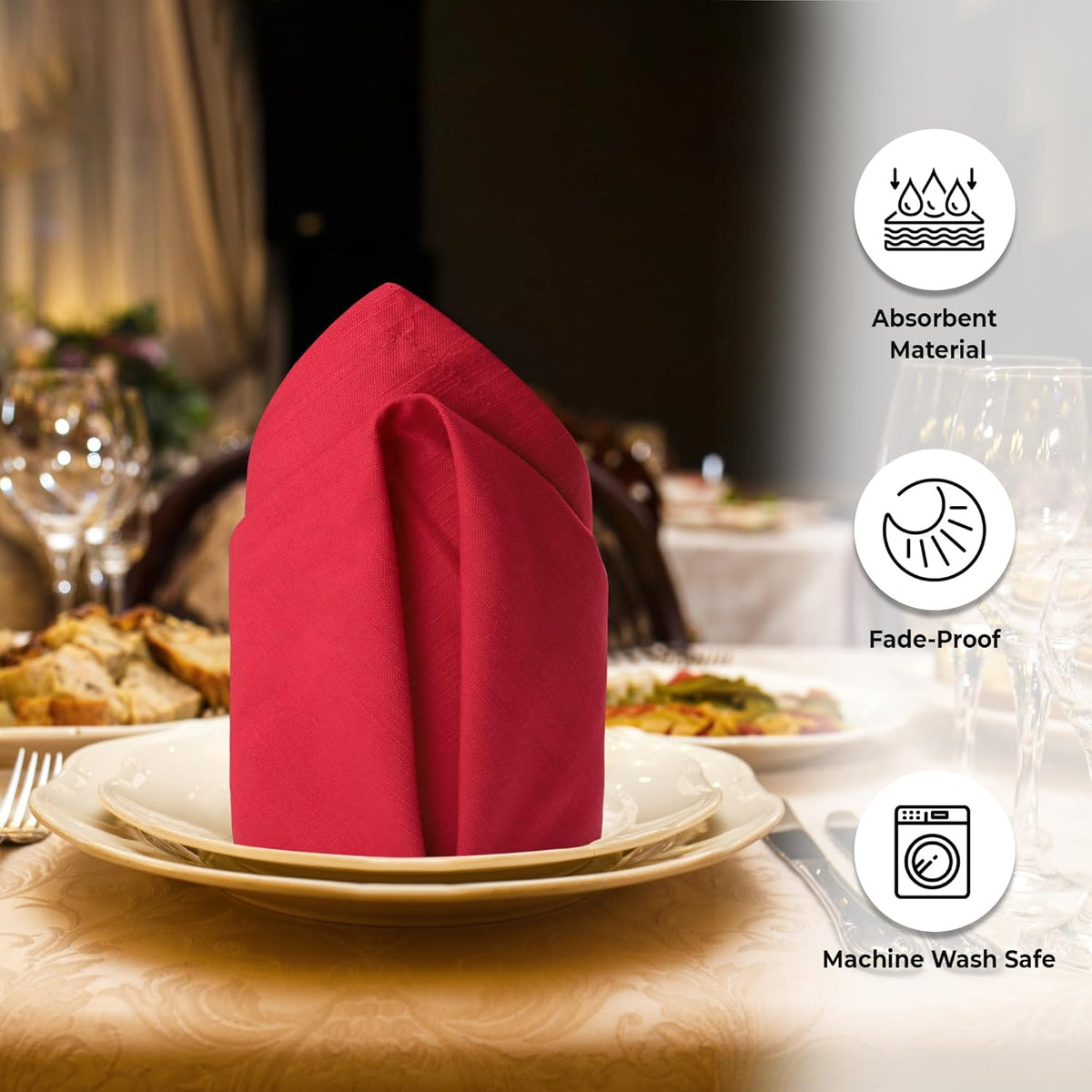 Urban Villa Cloth Napkins 100% Cotton Slub Absorbent Dinner Napkins (Set of 12) Oversized 20x20