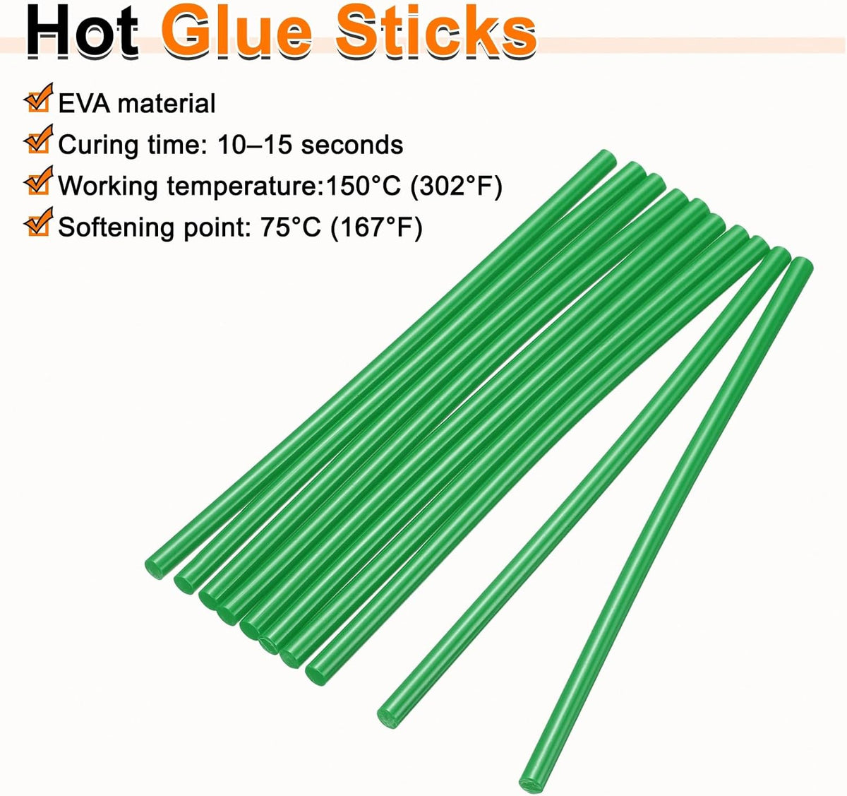 HARFINGTON 10pcs Hot Glue Sticks 0.28" Dia x 9.84" Long EVA Mini Hot Melt Adhesive Glue Stick for