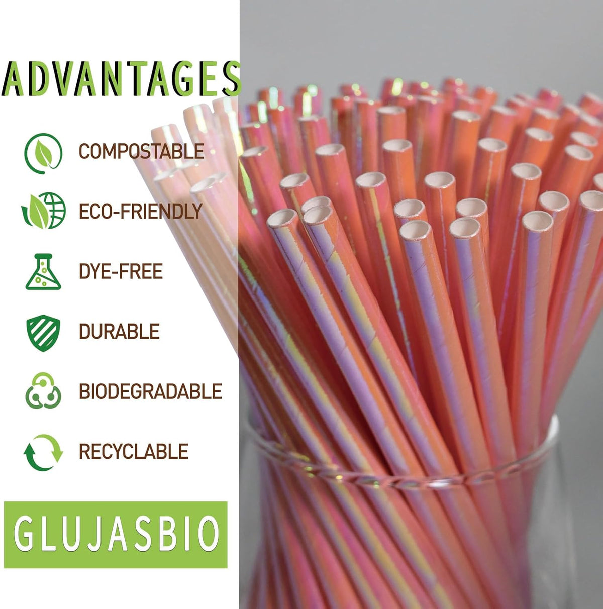 Short Paper Cocktail Straws Disposable, Iridescent Pink - 5.75 Inch Sip Stirrers, Drinking Straw