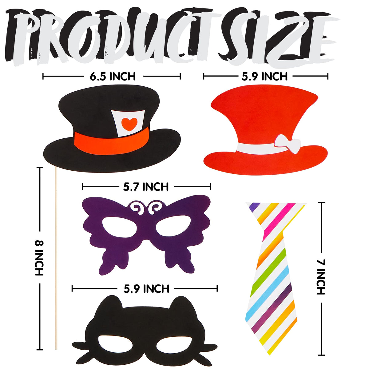 Joyin Toy Photo Booth Props 66 Pieces，Multicolor Kit for Graduation Wedding Party Supplies