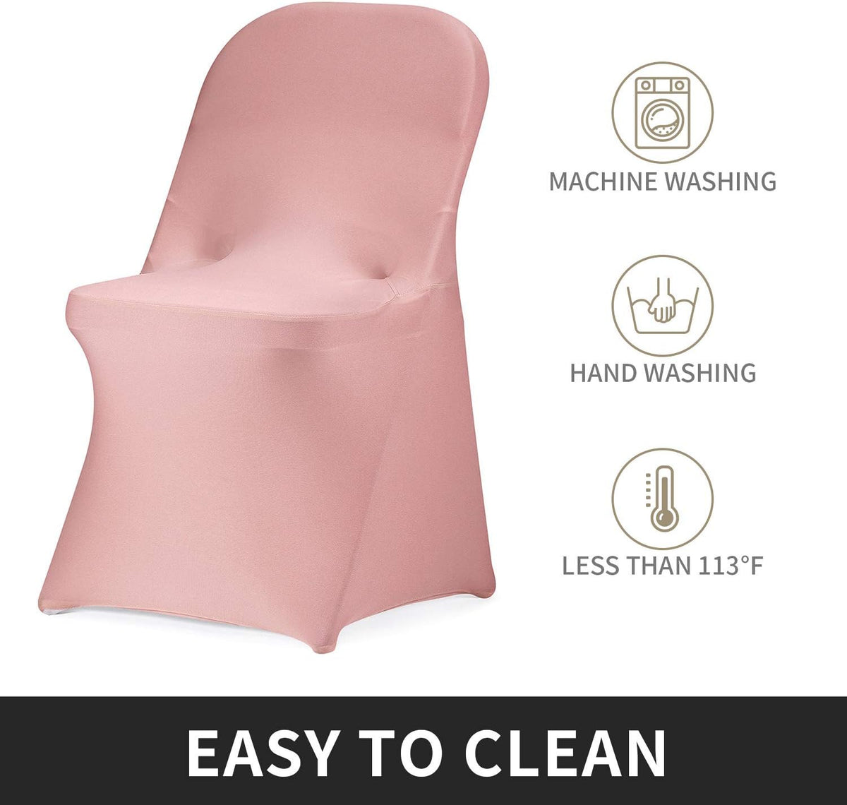 Peomeise Stretch Spandex Folding Chair Cover for Wedding Party Dining Banquet Event (Dusty