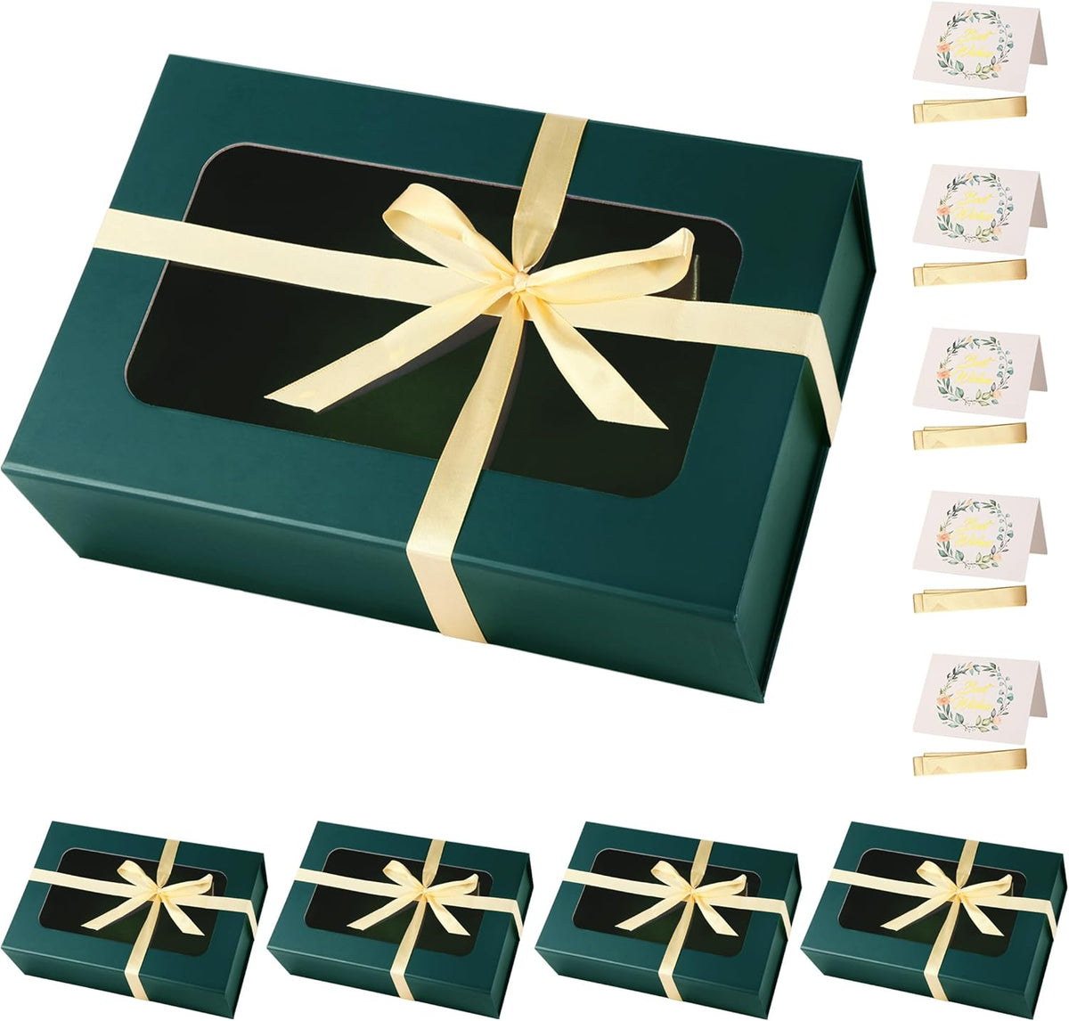 Green Large Gift Boxes with Window, 13.5"x9"x4.3" Bridesmaid Boxe for Gift Giving,Birthday Gift Box