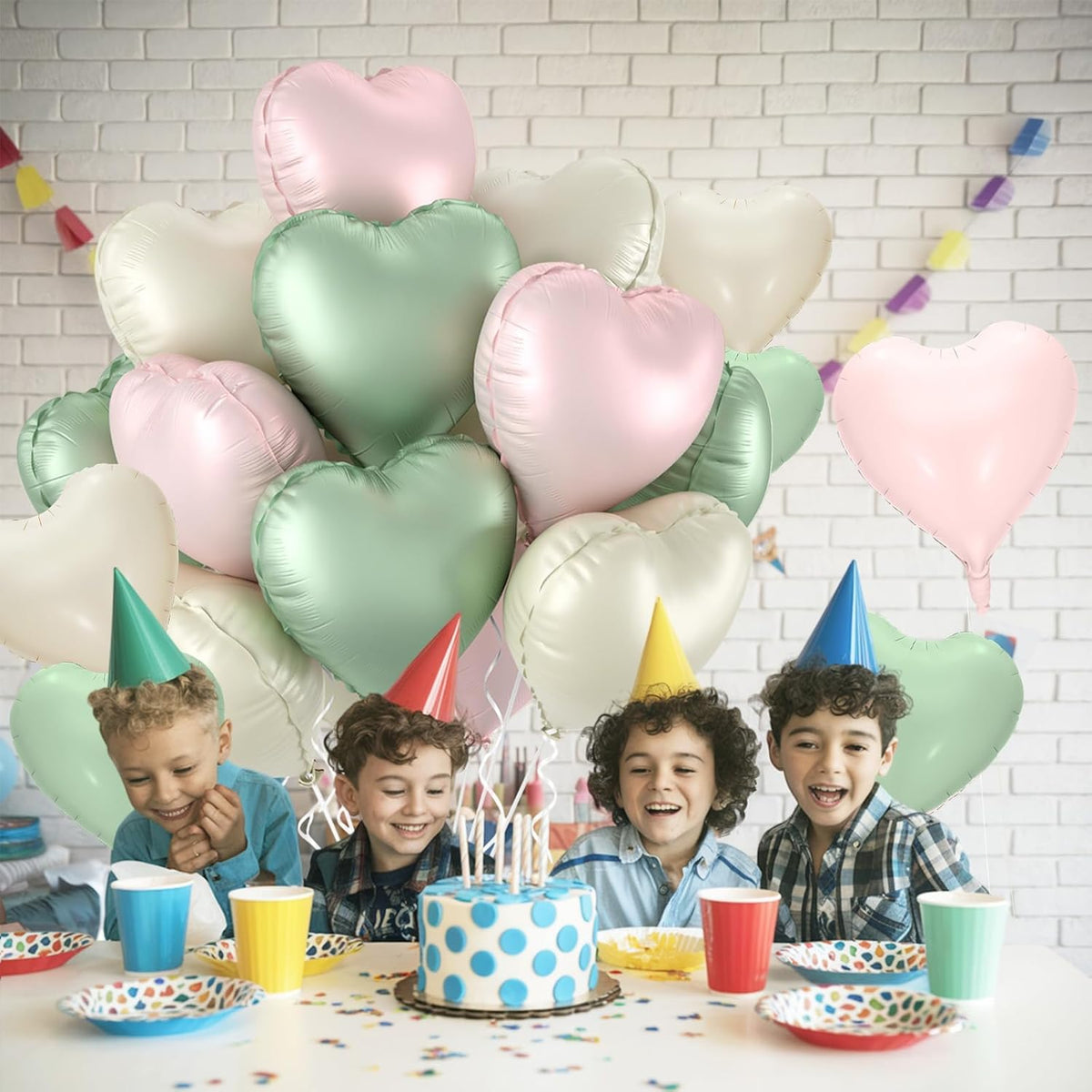 12 Pcs Heart Balloons - 18 inch Sage Green Heart Shaped Foil Helium Balloons for Wedding, Baby