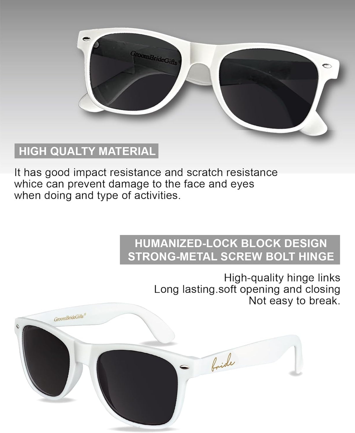 Bride and Groom Polarized Sunglasses for Wedding – UV400 Protection, Lightweight & Stylish Couple