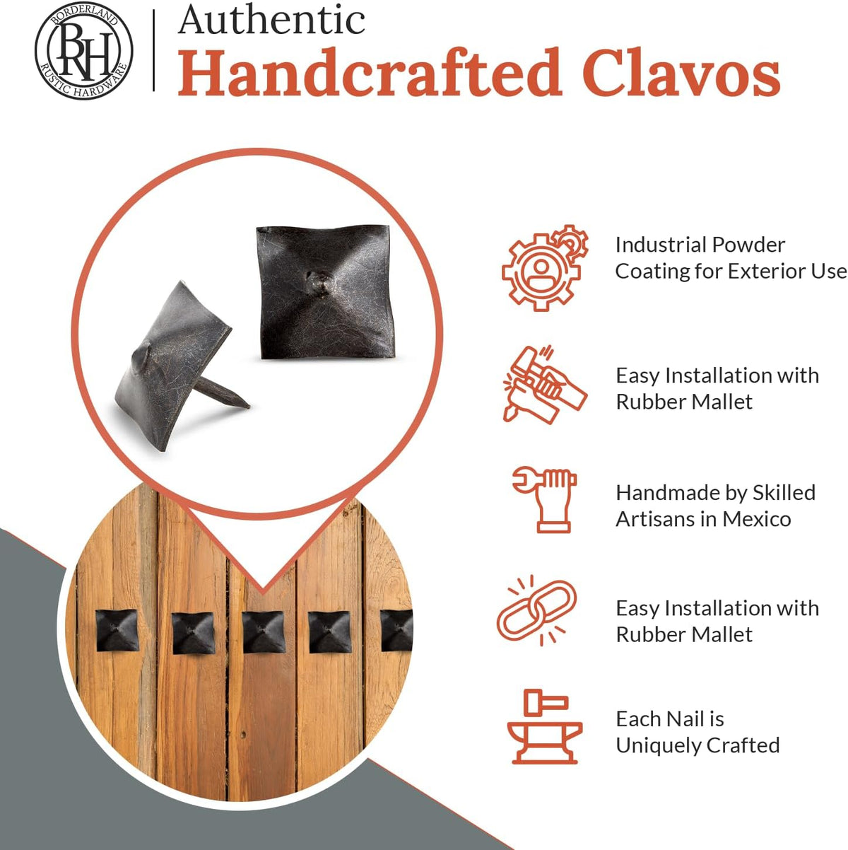 100 Pack 1" Square Head Iron Clavos Decorative Nails – Sealed Unfinished – Handmade Rustic Square