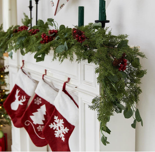 6.3FT Christmas 108 Branch Tips Artificial Cedar Garland, Anna's Whimsy Artificial Pine Cypress