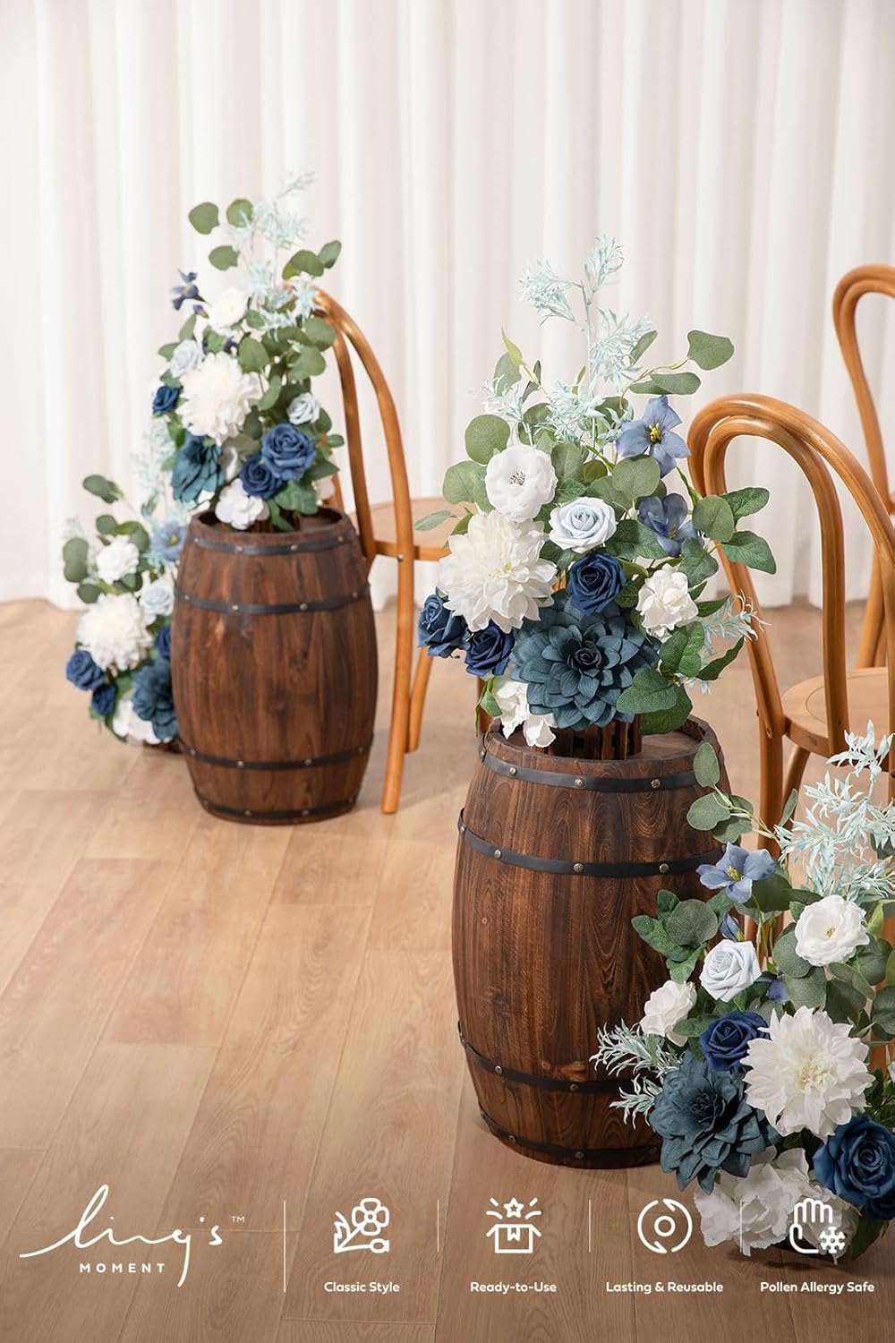 Ling's Moment 17.5" Tall Standing Artificial Flowers Arrangements 4 pcs Wedding Aisle Runner Chair