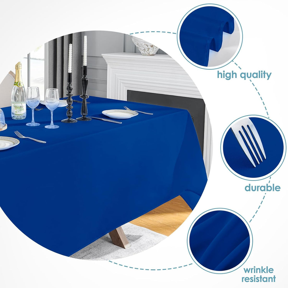 VidaFete Tablecloth 6 Pack 90*132inch Rectangle Table Cloth Polyester, Stain Wrinkle Resistant
