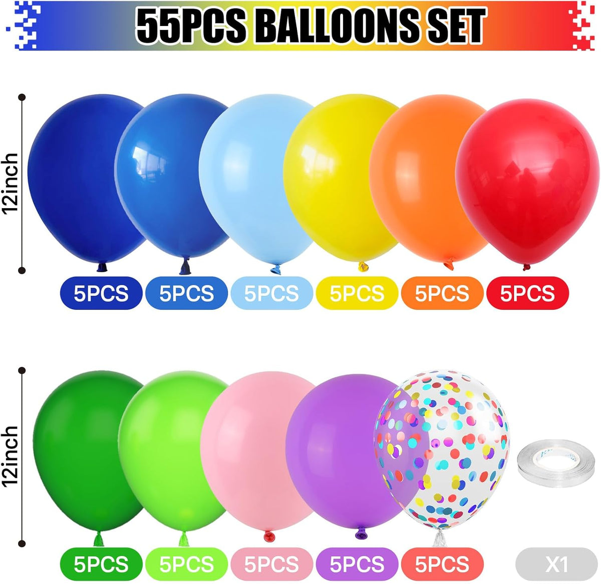 Colorful Balloons Rainbow Assorted Colors Balloons Set 12Inch Red Blue Yellow Green Pink Purple