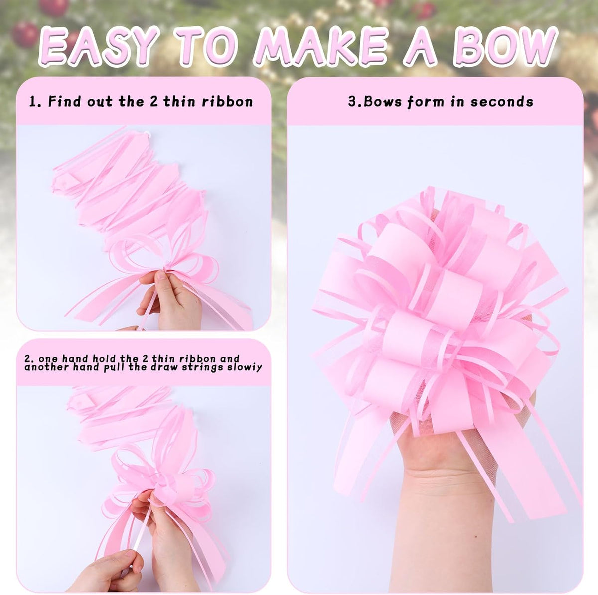 6Pcs 6inch Pull Bow Gift Wrapping,Pull Bow For Gift Basket, Gift Bag Box Wrapping Decor, Valentines