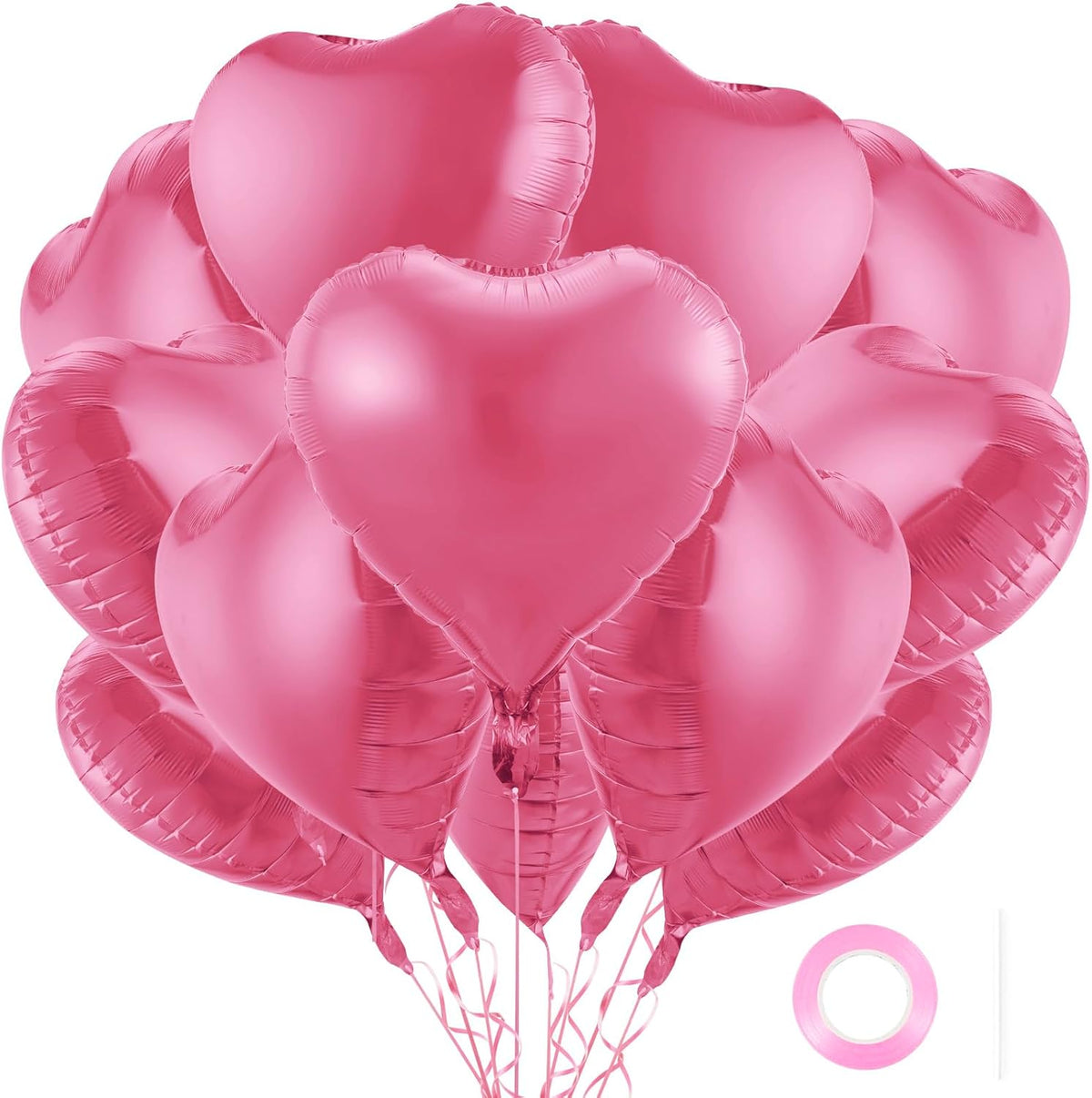 12Pcs Pink Heart Balloons,18 Inch Pink Heart Shape Balloons Love Balloons Valentine Balloons for