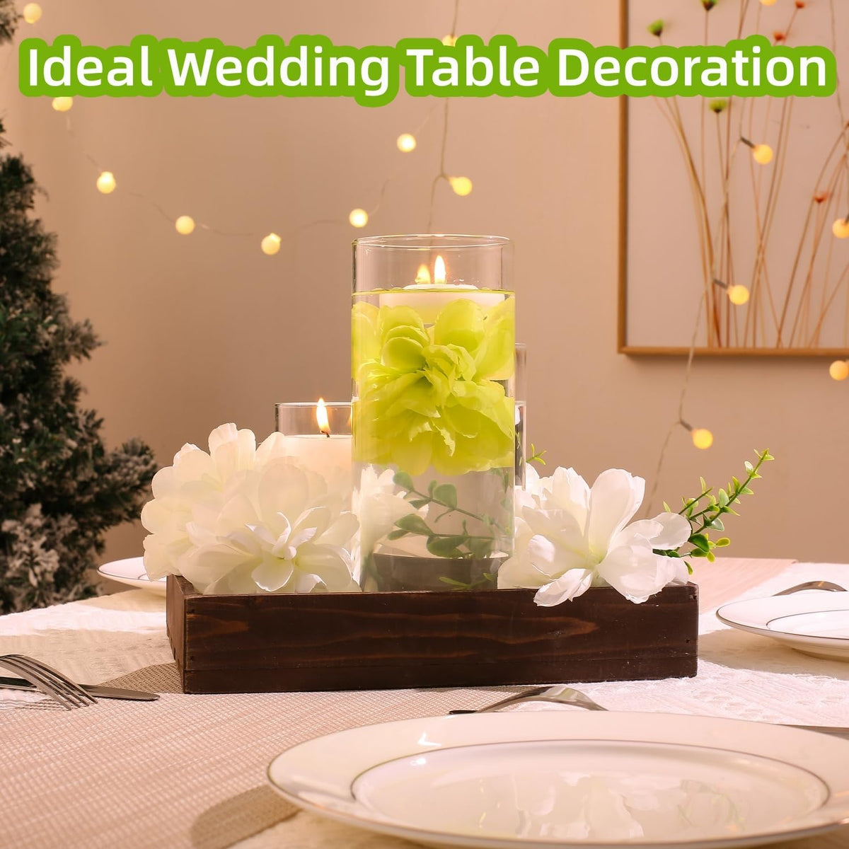 24 Pcs Floating Candles for Centerpieces and Floating Flowers Artificial Flowers Head Vase Filler