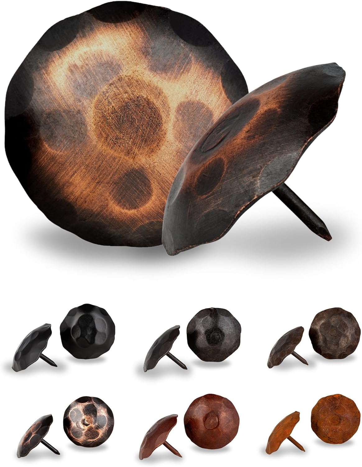 10 Pack 2" Round Head Iron Clavos Decorative Nails – Oil Rubbed Bronze – Handmade Rustic Round