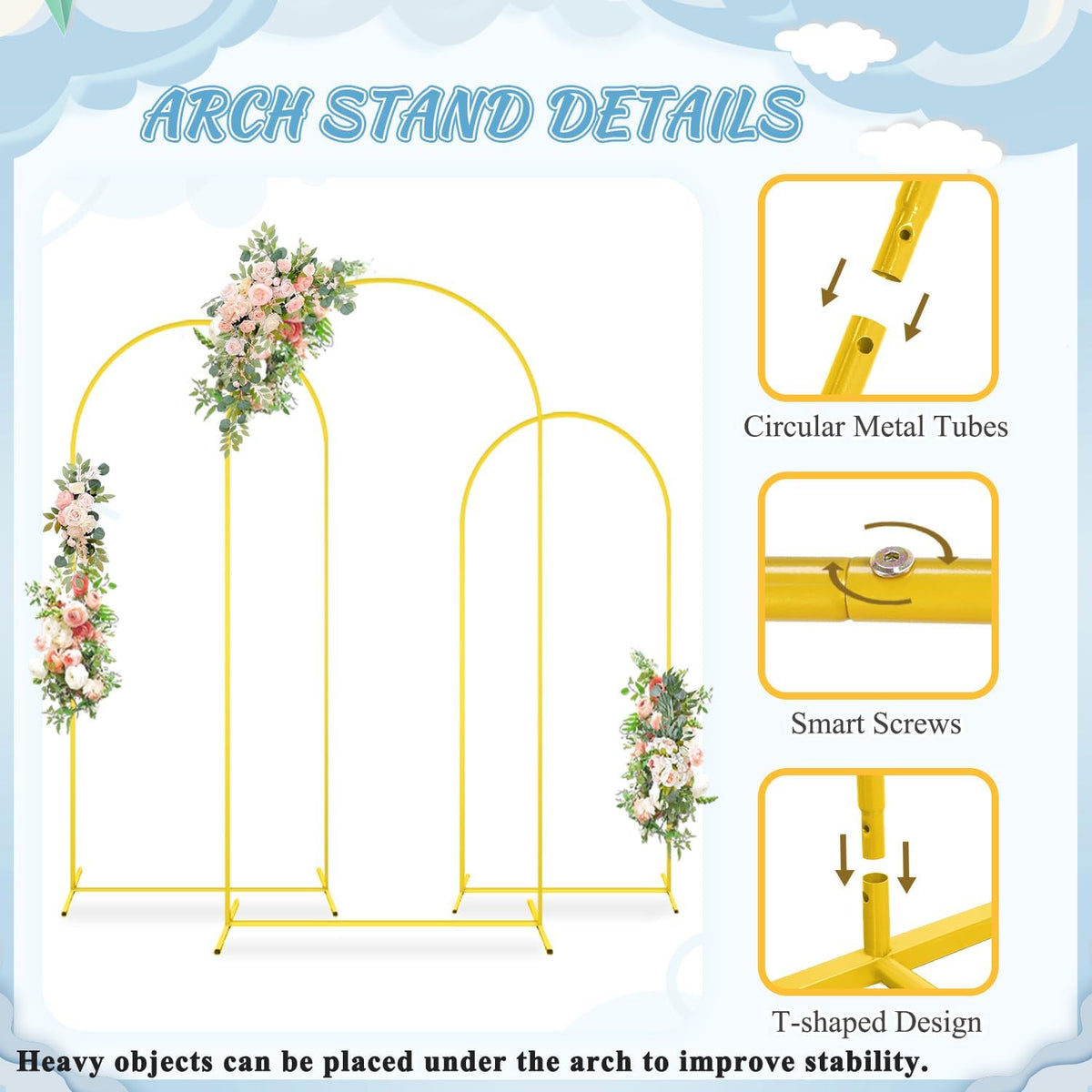 FOTSHARER Arch Backdrop Stand and Cover Set (7.2FT, 6.6FT, 6FT) Metal Wedding Arch Stands Ivory