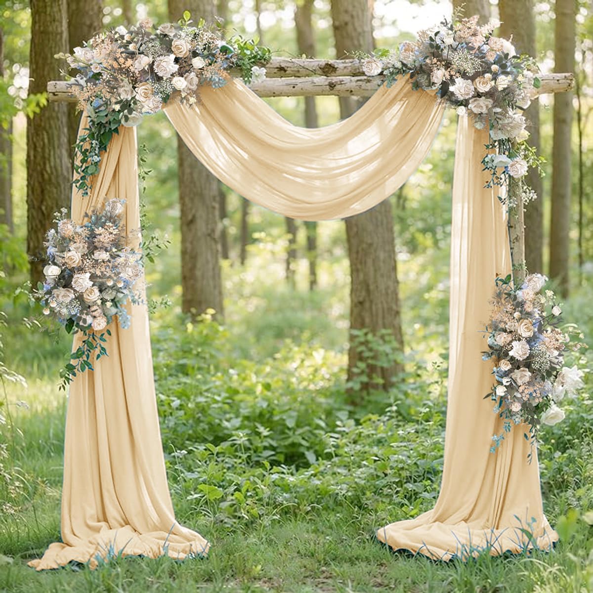 Champage Gold Fall Elegant Arch Draping Fabric Outdoor 1 Panel 29" × 20Ft Sheer Chiffon Curtain