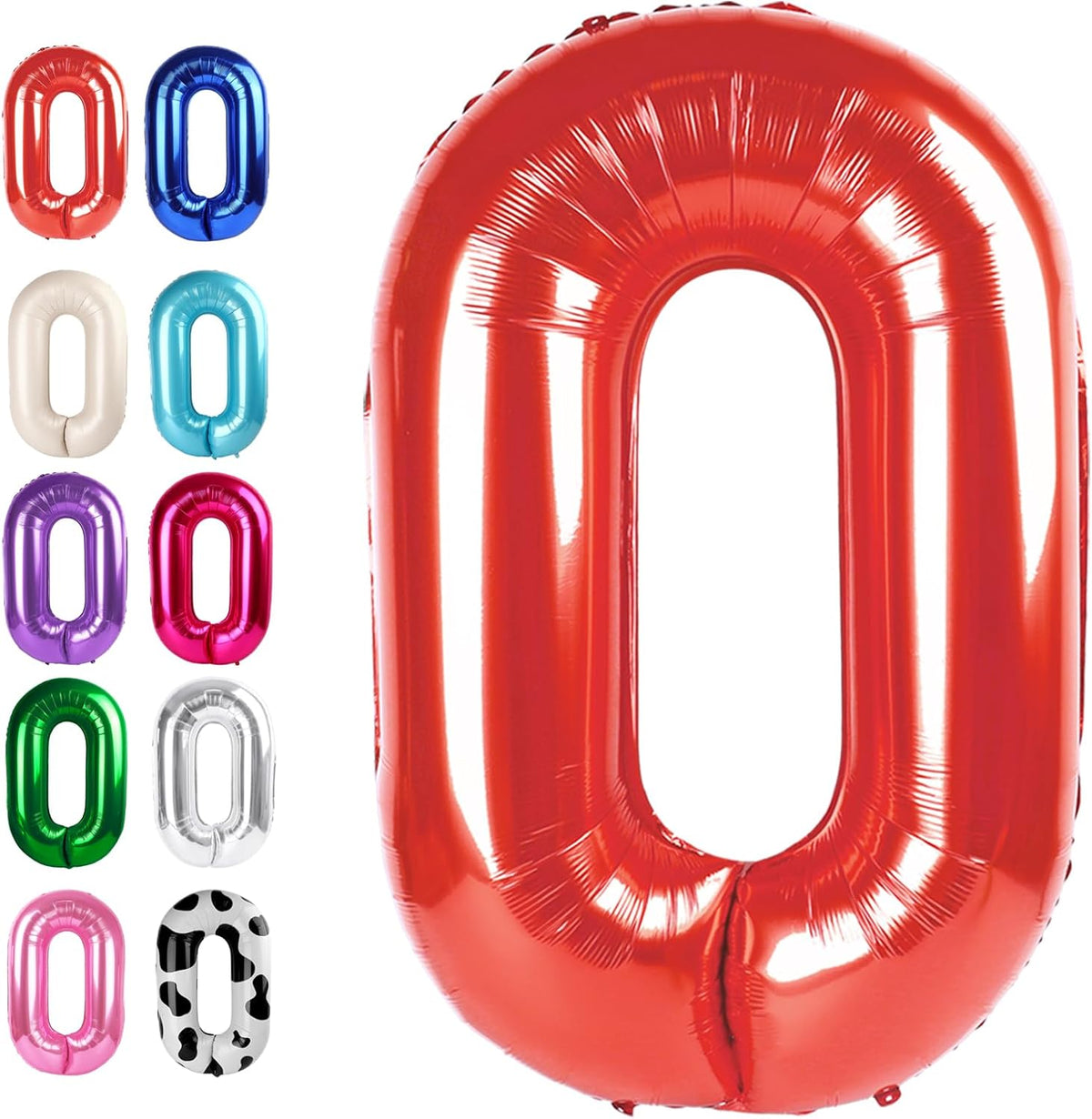 Red 40 Inch 0 Number Balloons, 0 Decorations for 10 20 30 40 50 60 70 80 90 100Birthday, Foil Giant