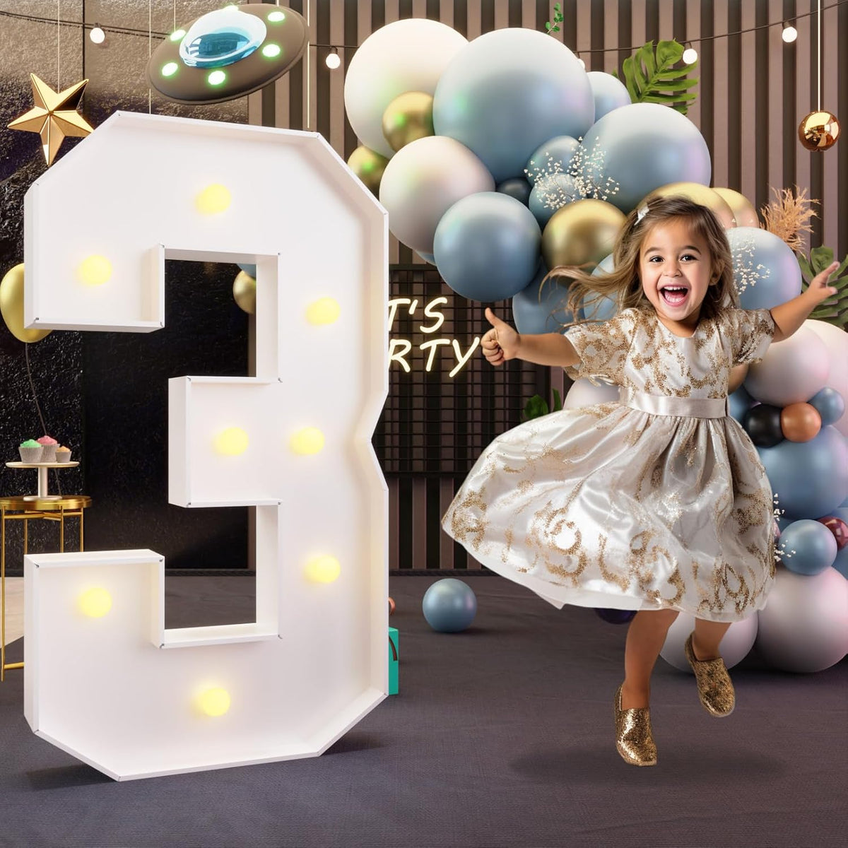 imprsv 3FT Marquee Numbers, Light Up Numbers for 3rd 30th Birthday Decorations Anniversary Party