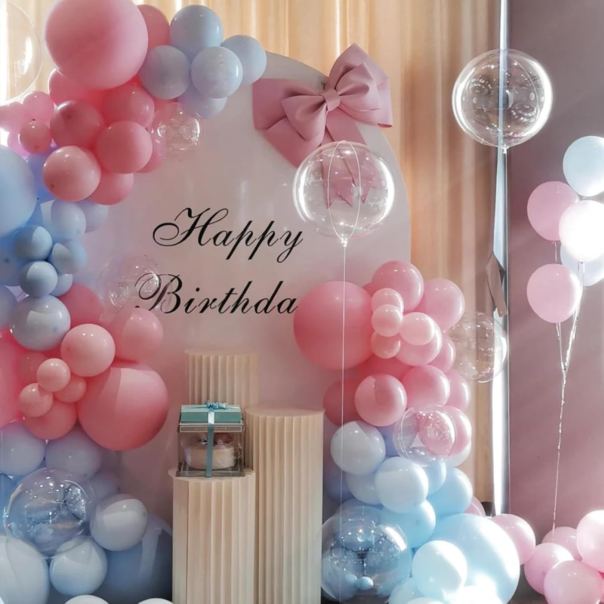 Paready Macaron Pink and Blue Balloons, 60 Pcs 12 Inch Baby Shower Party Balloons, Metallic Blue