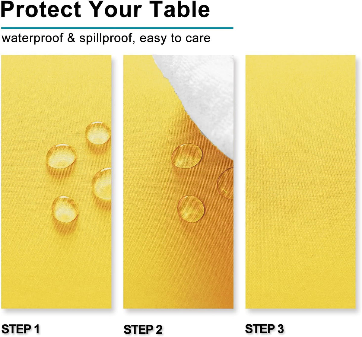 Hiasan Yellow Square Tablecloth - Spillproof and Waterproof Washable Table Cloth for Dining Room