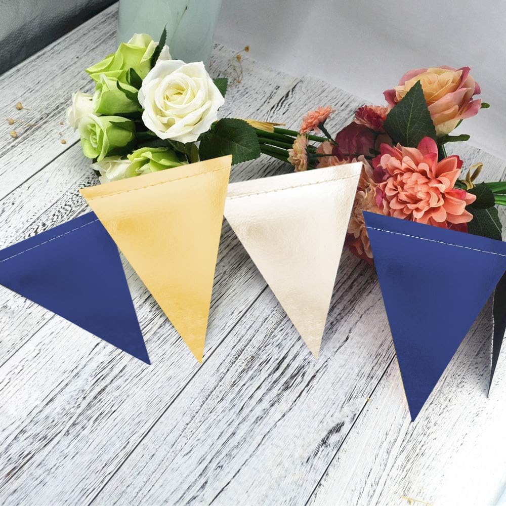 MerryNine Triangle Flag Bunting Banner, 3 Pack Vintage Style Pennant Banner for Wedding, Baby