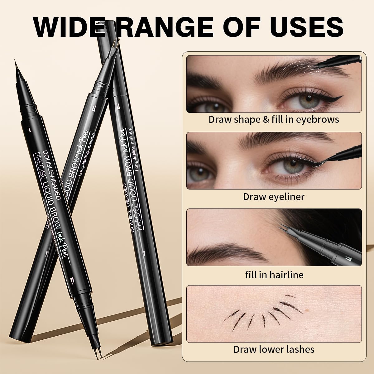 Microblading Eyebrow Pencil,2-in-1 Dual-Ended Eyebrow Pen with 2 Tip brow pen and Precise