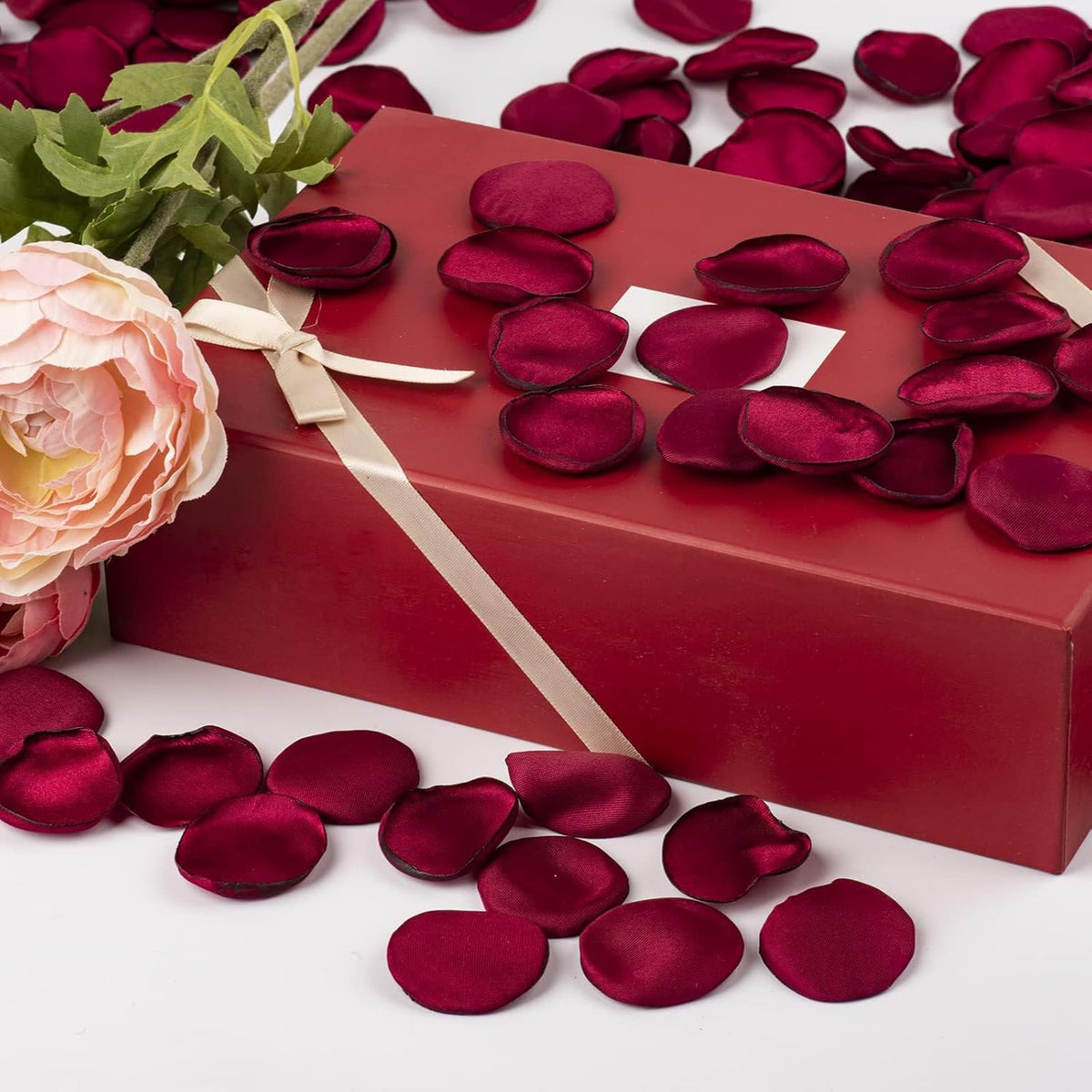 ZOOYOO 200Pcs Burgundy Silk Rose Flower Petals for Valentaine's Day,Wedding Flower Gril